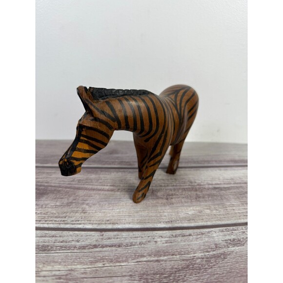 Authentic African Hand-Carved Hand-Painted Wooden Zebra 8" African Art - Picture 7 of 7